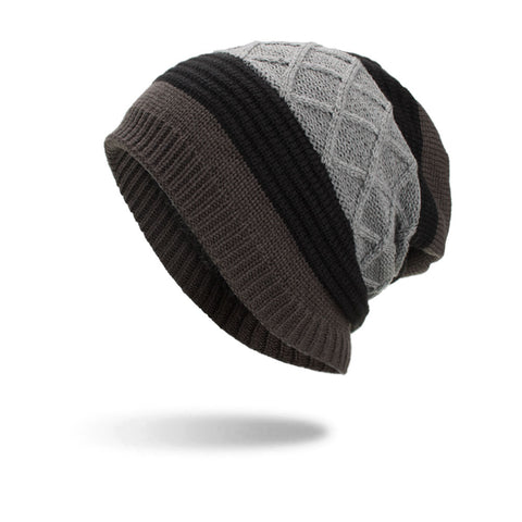 Cabirol Gorro Invierno Con Forro Interior Tricolor Marrón-Gris